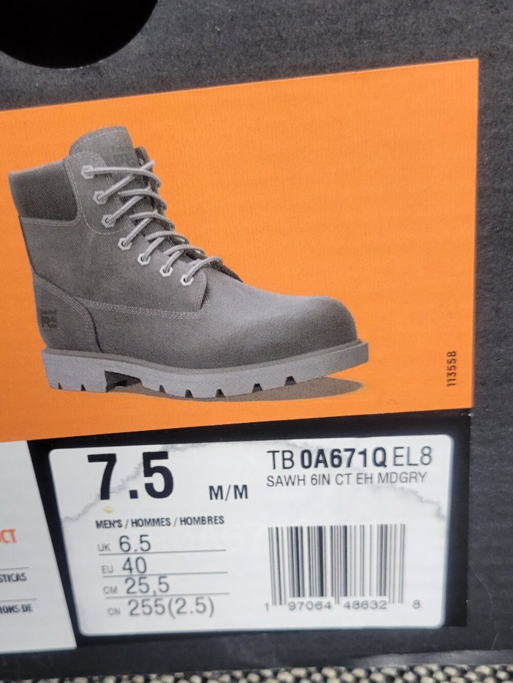 NIB Timberland PRO Sawhorse 6" Composite Toe Work Boots Gray Men's 7.5 - Picture 2 of 9